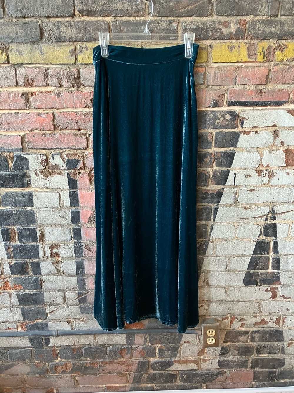 Soft Surroundings Teal Velvet Maxi Skirt